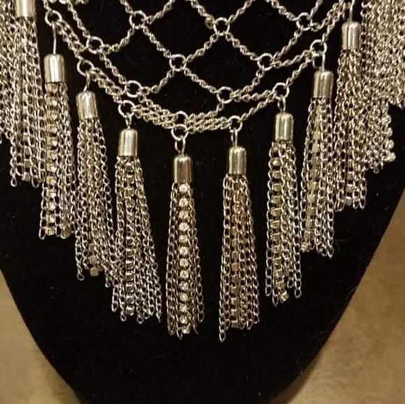 Gorgeous Silver Fringe Necklace - Picture 3 of 4